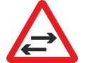 Two-way Traffic Crosses One-way Road